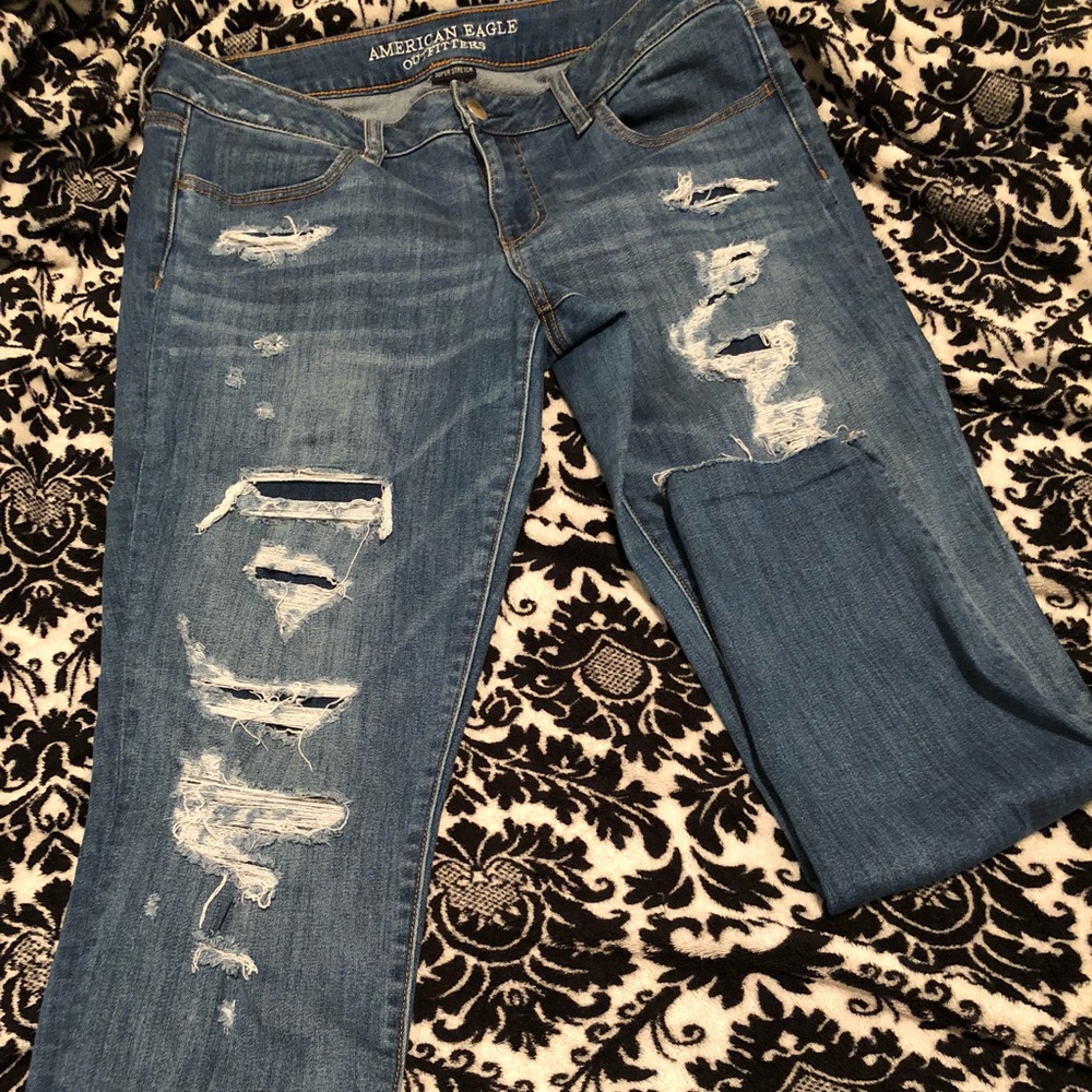 Blue ripped jeans